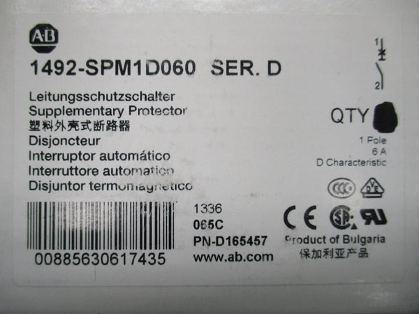ALLEN BRADLEY 1492-SPM1D060 SER. D 277VAC 6A NSNP