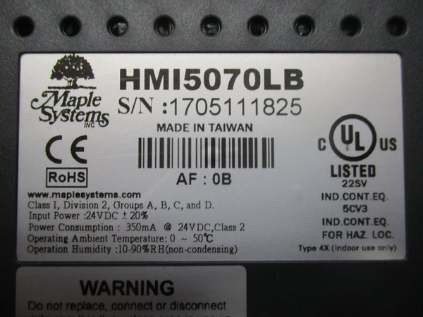 MAPLE SYSTEMS HMI5070LB 24VDC NSNP
