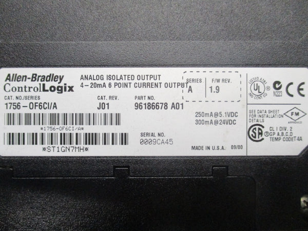 ALLEN BRADLEY 1756-OF6CI SER. A REV. J01 REV. 1.9 24VDC NSNP