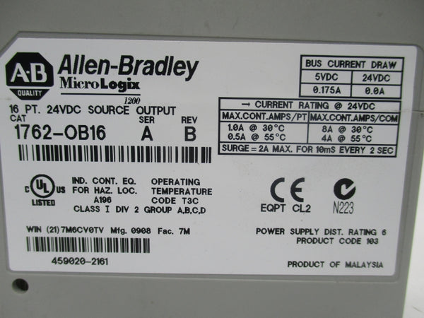 ALLEN BRADLEY 1762-OB16 SER. A REV. B 24VDC NSNP