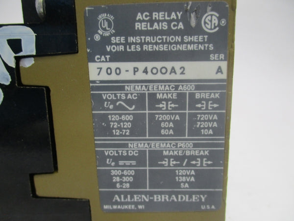 ALLEN BRADLEY 700-P400A2 SER. A 230-240V 60A NSNP