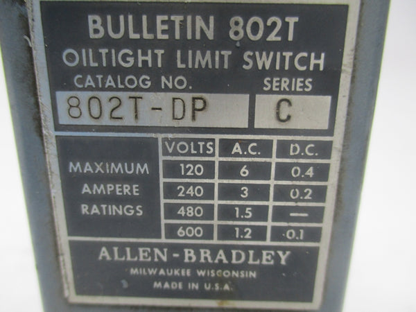 ALLEN BRADLEY 802T-DP SER. C 600V UNMP