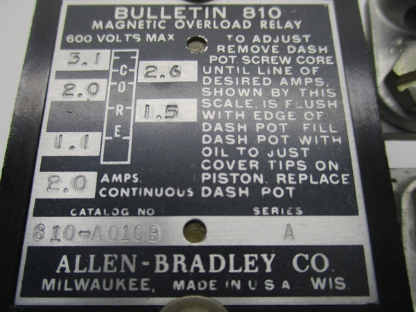 ALLEN BRADLEY 810-A01CB SER. A 2.0A NSNP