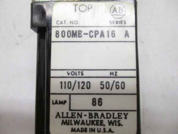 ALLEN BRADLEY 800MB-CPA16XA SER. A 110/120V (BK/YL) NSMP