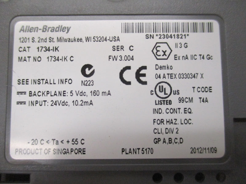 ALLEN BRADLEY 1734-IK SER. C F/W 3.004 24VDC NSMP