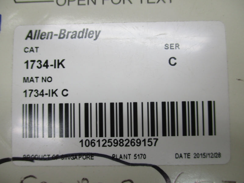 ALLEN BRADLEY 1734-IK SER. C F/W 3.004 24VDC NSMP