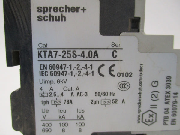 SPRECHER+SCHUH KTA7-25S-4.0A SER. C 690V 2.5-4.0A NSNP