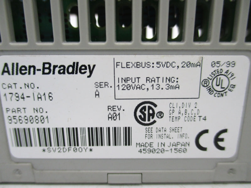 ALLEN BRADLEY 1794-IA16 SER. A REV. A01 120VAC UNMP
