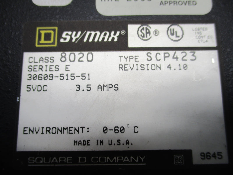SQUARE D 8020SCP423 30609-515-51 SER. E 5VDC 3.5A NSNP