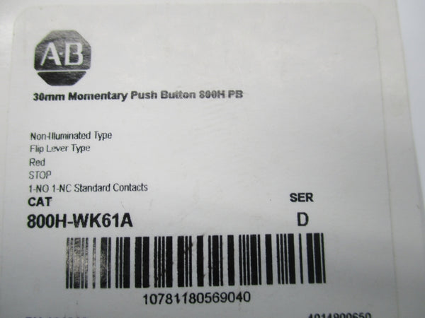 ALLEN BRADLEY 800H-WK61A SER. D (WH) NSFS