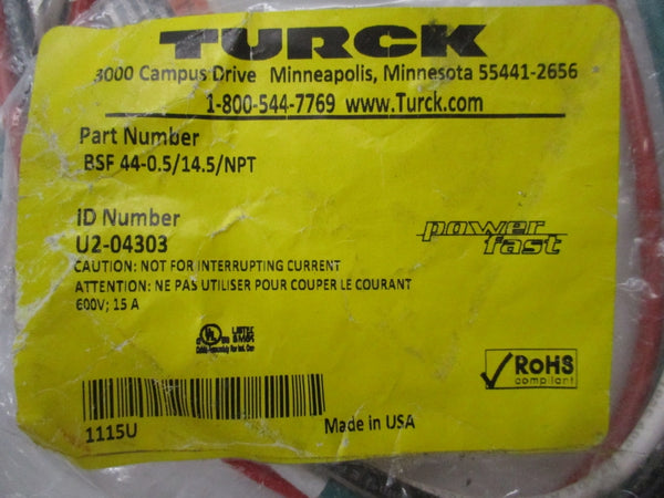 TURCK BSF44-0.5/14.5/NPT U2-04303 600V 15A NSMP