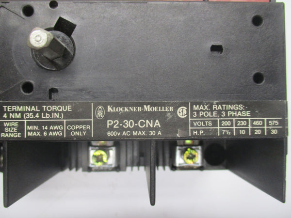 KLOCKNER MOELLER P2-30-CNA 600VAC 30A NSNP