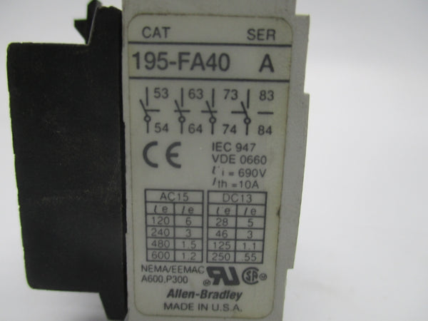 ALLEN BRADLEY 195-FA40 SER. A 690V 10A NSNP