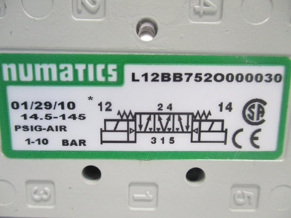 NUMATICS L12BB752O000030 100-120V 14.5-145PSI UNMP