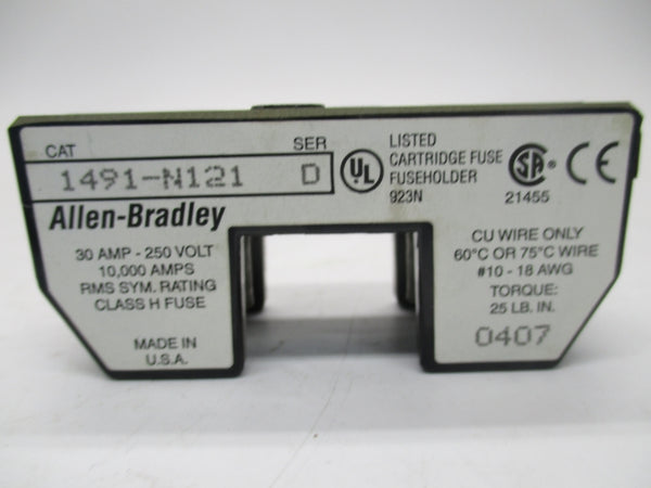 ALLEN BRADLEY 1491-N121 SER.D 1-30A 250V (WH) NSMP