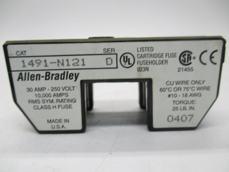 ALLEN BRADLEY 1491-N121 SER.D 1-30A 250V (WH) NSMP