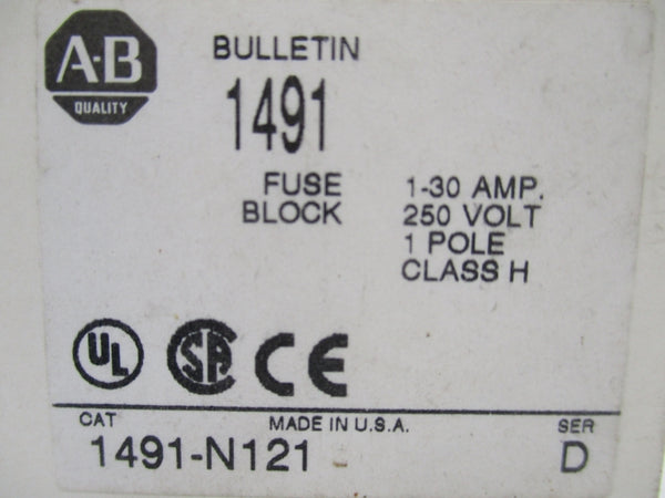 ALLEN BRADLEY 1491-N121 SER.D 1-30A 250V (WH) NSMP