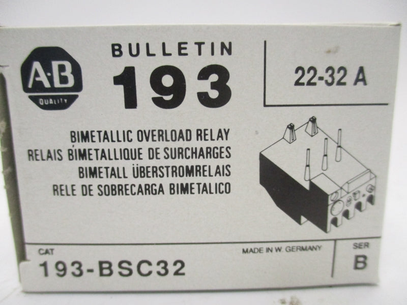 ALLEN BRADLEY 193-BSC32 SER. B 600V 22-32A (BK/YL) NSMP