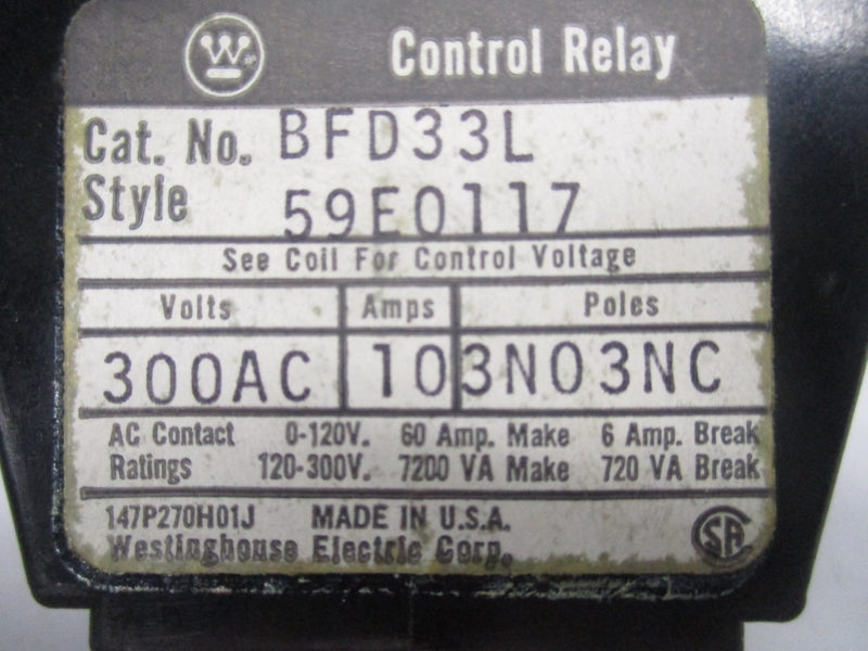 WESTINGHOUSE BFD33L 300VAC 10A NSMP