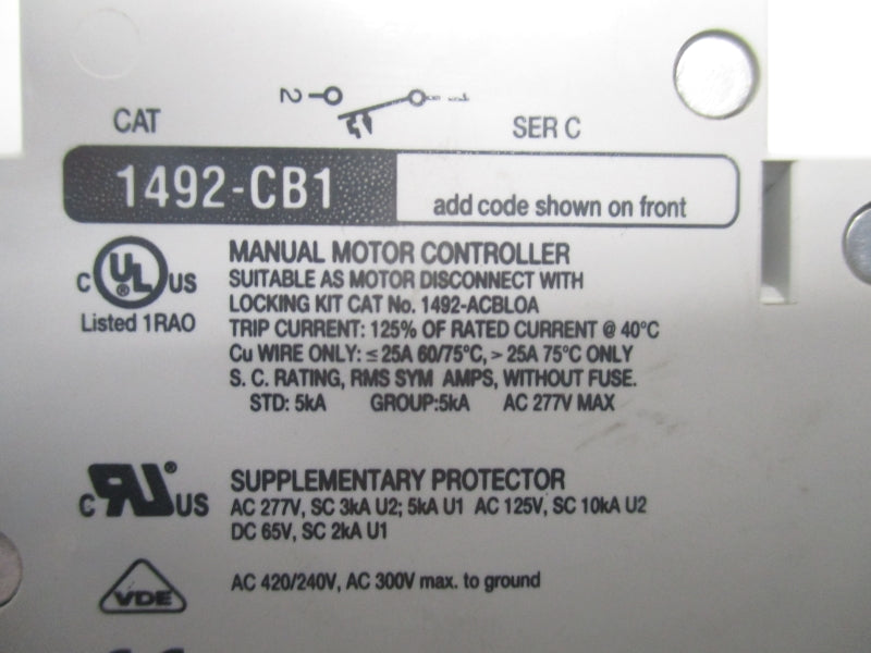 ALLEN BRADLEY 1492-CB1H200 SER.C 277V 16A NSMP