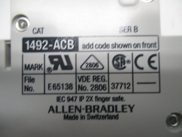 ALLEN BRADLEY 1492-ACBH1 SER.B 277VAC 6A (BK/BL) NSMP
