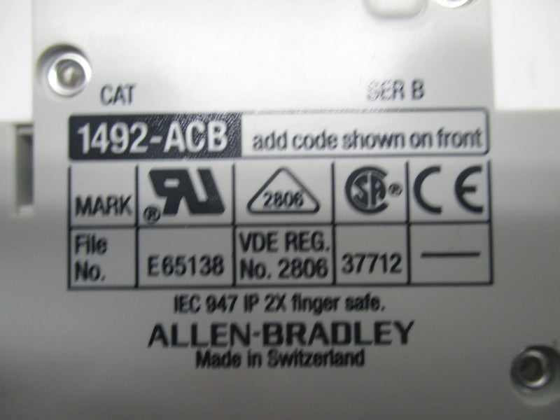 ALLEN BRADLEY 1492-ACBH1 SER.B 277VAC 6A (BK/BL) NSMP