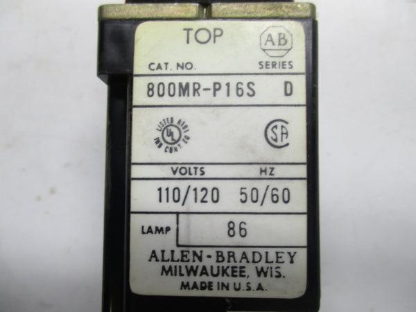 ALLEN BRADLEY 800MR-P16S SER. D 110/120V (AS PICTURED)(BK/YL) NSMP