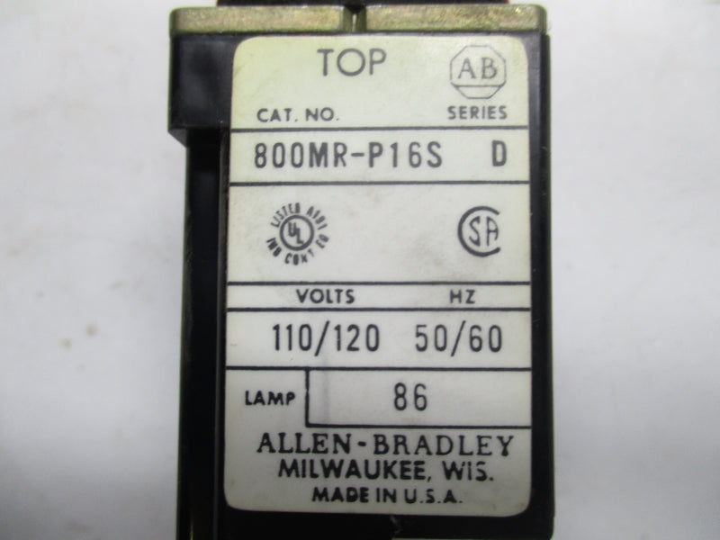 ALLEN BRADLEY 800MR-P16S SER. D 110/120V (AS PICTURED)(BK/YL) NSMP