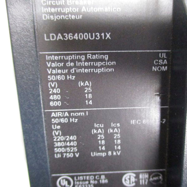 SQUARE D LDA36400U31X 600V 400A NSNP