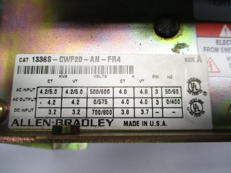 ALLEN BRADLEY 1336S-CWF20-AN-FR4 SER. A 500/600VAC 4.8A UNMP