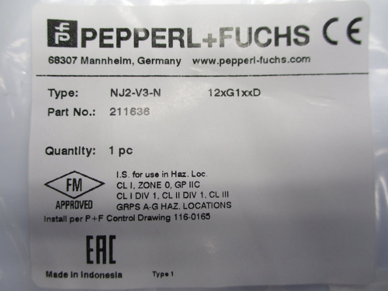 PEPPERL+FUCHS NJ2-V3-N 211636 8.2VDC NSMP