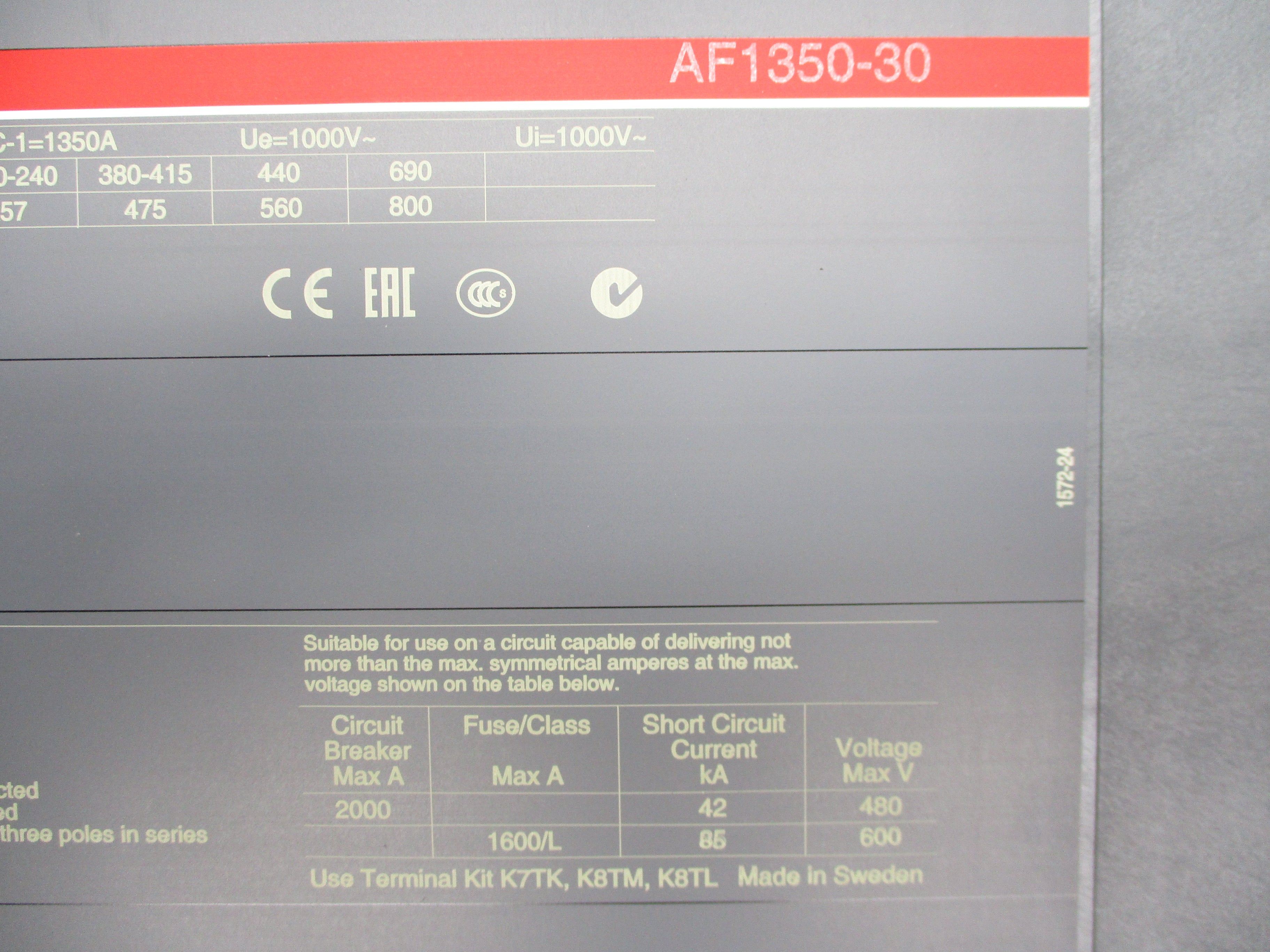 ABB AF1350-30-22-70 100-250VDC 2000A NSMP