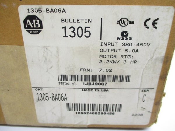 ALLEN BRADLEY 1305-BA06A SER. C F/W 7.02 380-460V 5.8A NSMP
