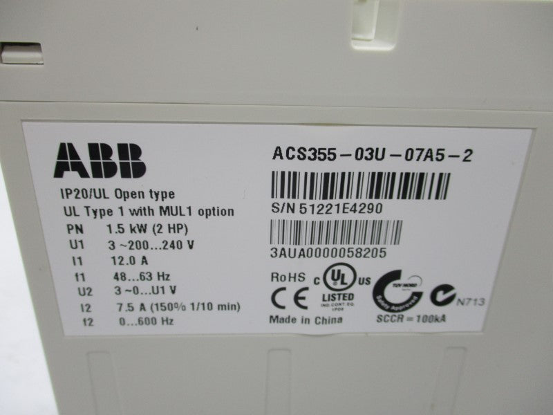 ABB ACS355-03U-07A5-2 200-240V 12A (NO TERMINAL) NSMP