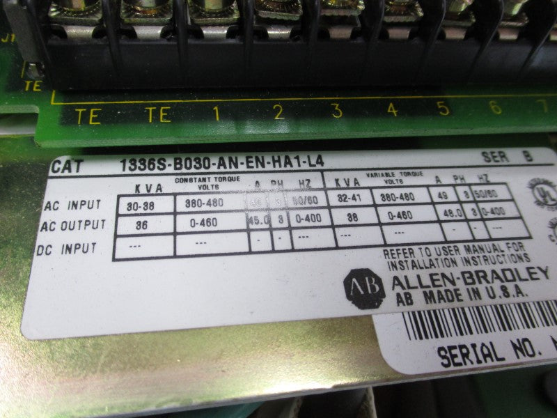 ALLEN BRADLEY 1336S-B030-AN-EN-HA1-L4 SER. B 380-480V 40A NSNP