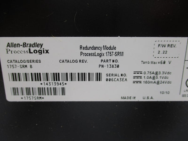 ALLEN BRADLEY 1757-SRM SER. B F/W 2.22 24VDC 1A REMAN