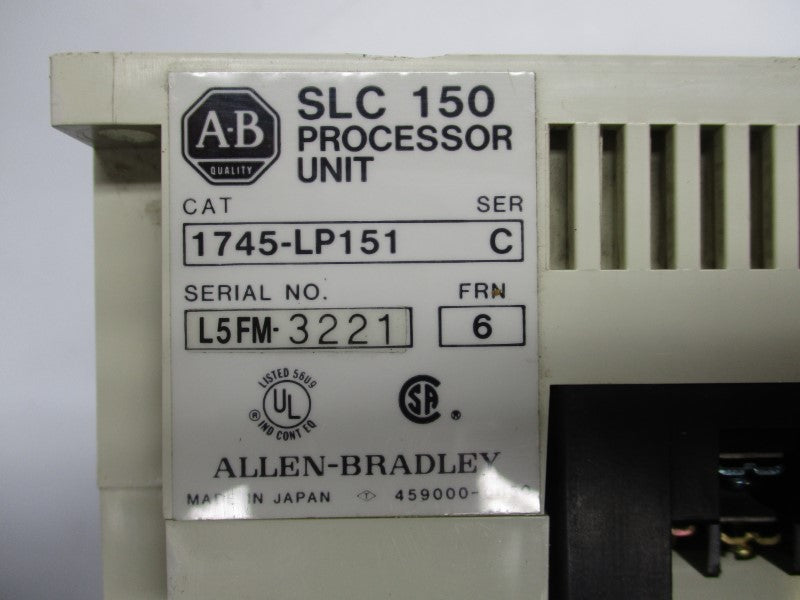 ALLEN BRADLEY 1745-LP151 SER. C F/W 6 120/240VAC 2.5A (NO COVER) UNMP
