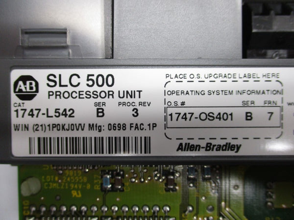 ALLEN BRADLEY 1747-L542 SER. B F/W 7 REV. 3 24VDC 1A (NO KEY) UNMP