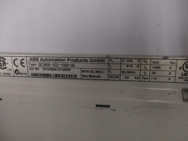 ABB DCS800-S02-1000-05 3-525V 816A (AS IS) UNMP