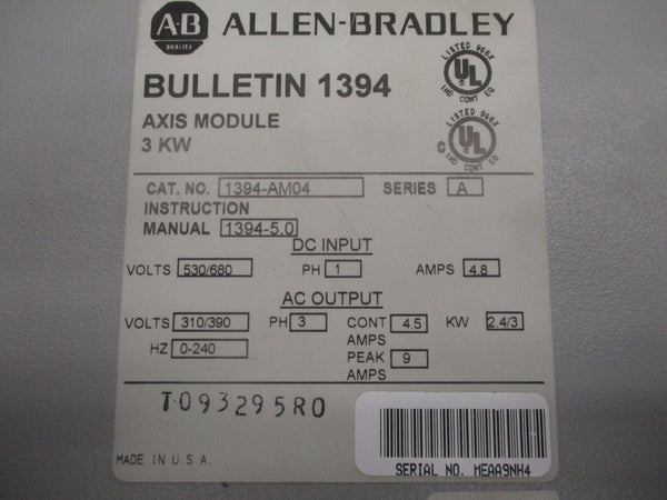 ALLEN BRADLEY 1394-AM04 SER. A 530/680V 4.8A UNMP