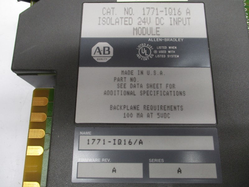 ALLEN BRADLEY 1771-IQ16 SER. A F/W A 24VDC REMAN