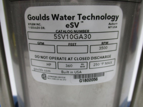 GOULDS 5SV10GA30 360PSI NSMP