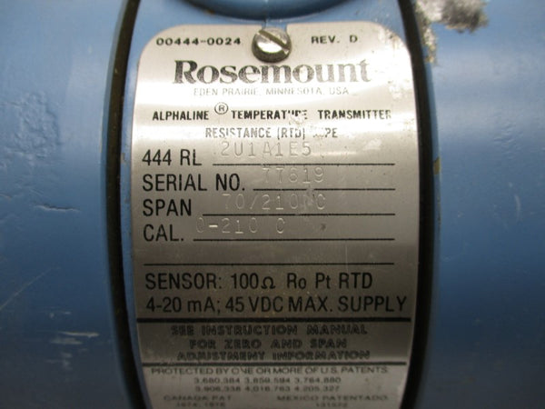 ROSEMOUNT 444RL2U1A1E5 45VDC 0-210C UNMP