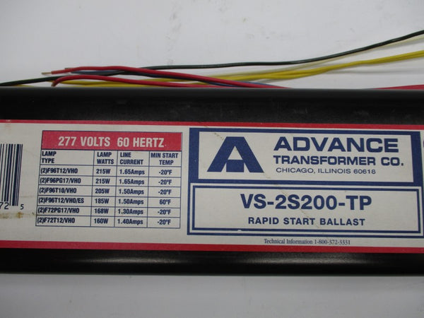 ADVANCE TRANSFORMER CO. VS-2S200-TP 277V 1.65A NSMP