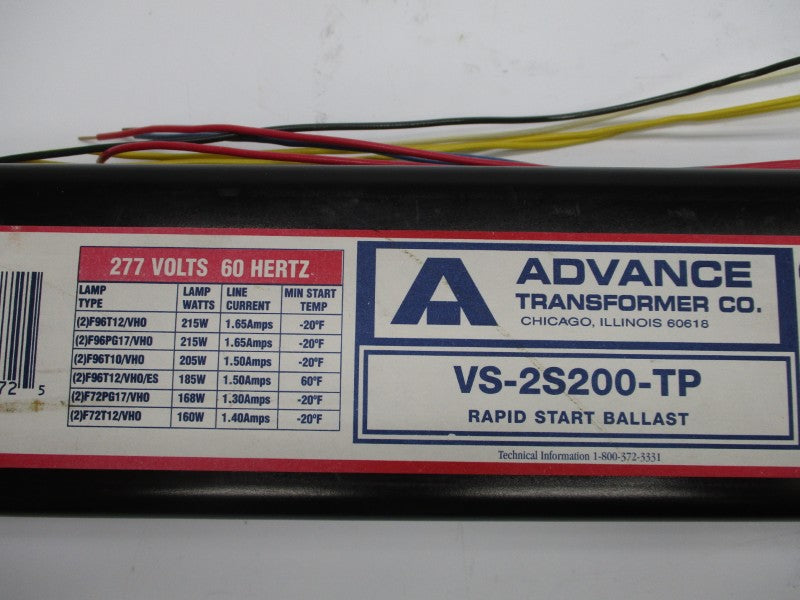 ADVANCE TRANSFORMER CO. VS-2S200-TP 277V 1.65A NSMP