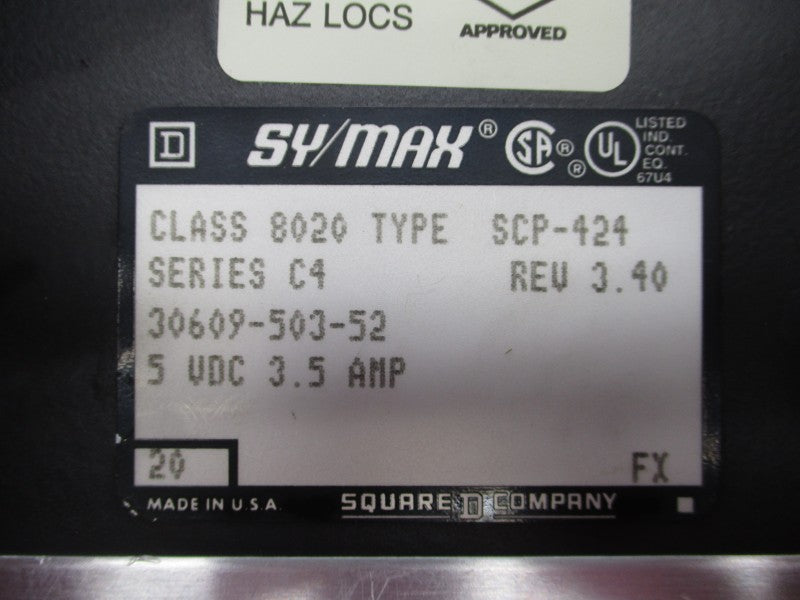 SQUARE D 8020SCP-424 30609-503-52 SER. C4 REV. 3.40 5VDC 3.5A UNMP