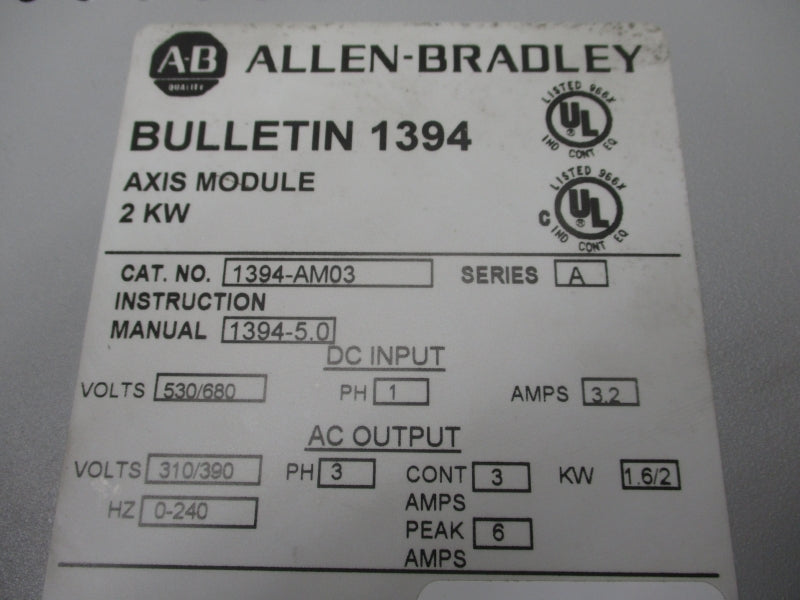 ALLEN BRADLEY 1394-AM03 SER. A 530/680V 3.2A NSNP
