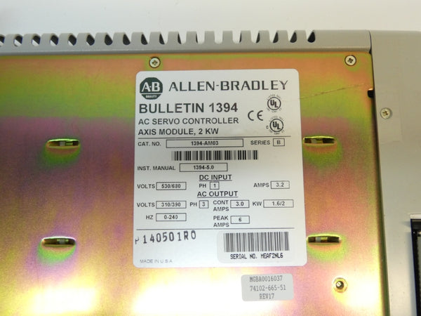 ALLEN BRADLEY 1394-AM03 SER. B 530/680V 6A NSNP