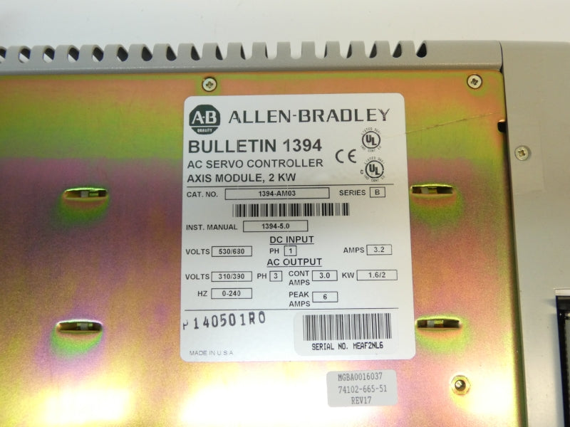 ALLEN BRADLEY 1394-AM03 SER. B 530/680V 6A NSNP