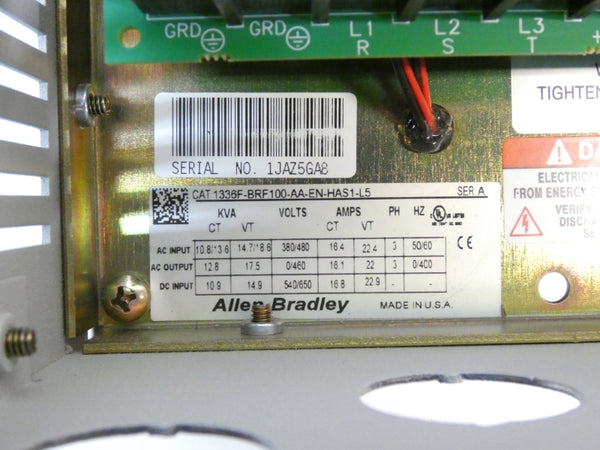 ALLEN BRADLEY 1336F-BRF100-AA-EN-HAS1-L5 SER. A 380/480VAC 22.9A NSMP